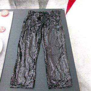 New Jet Black Sequin High Rise Sequin Relaxed Leg Pull On Pants XXL NWOT